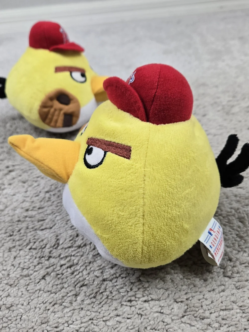 Angry Birds Plush Yellow Bird Baseball Los Angeles Angels MLB Official Lot Of 2